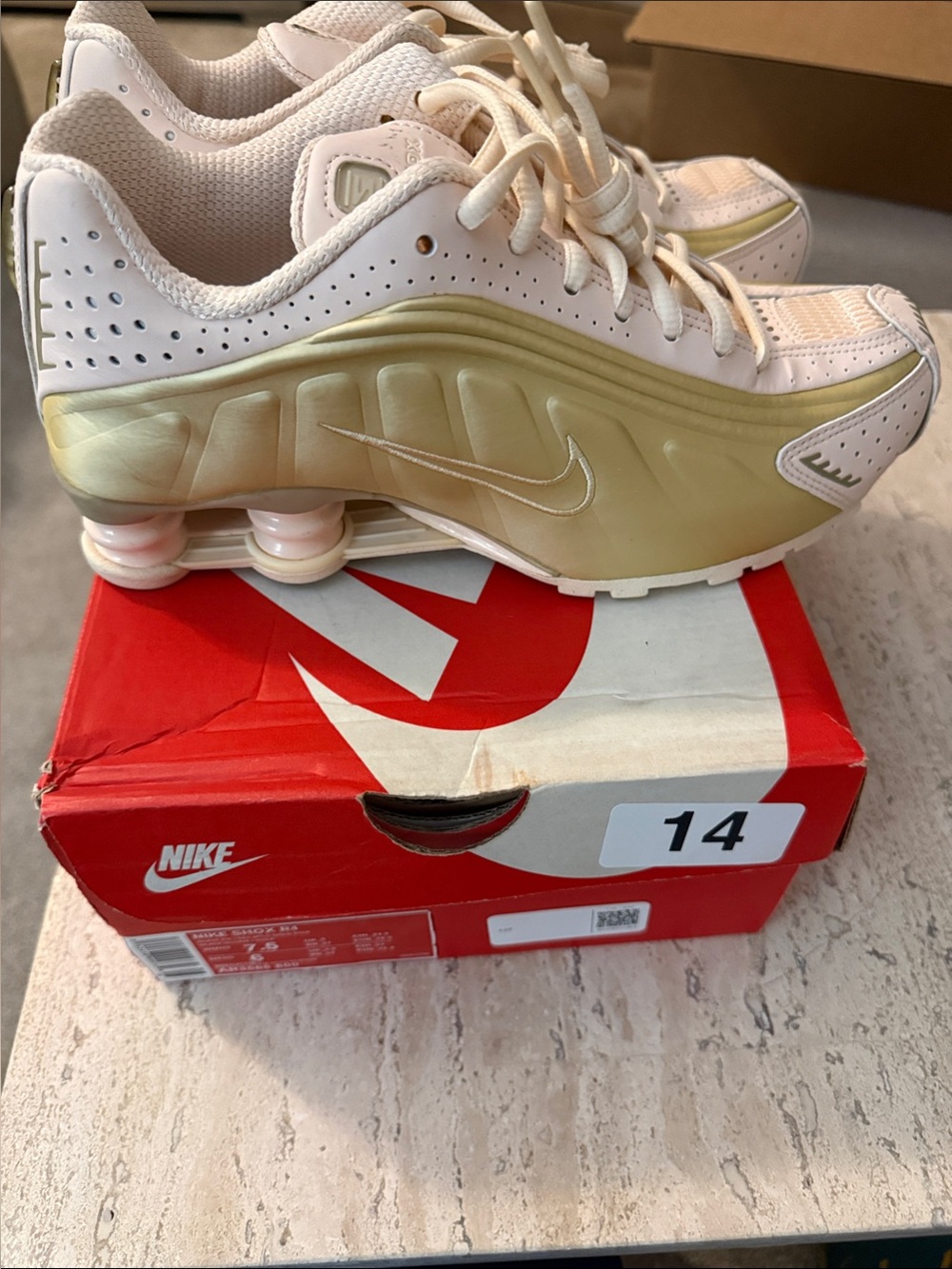 Nike Gold & Pale Pink Shox R4